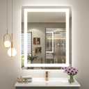 24x32 LED Bathroom Mirror, Dimmable Vanity Mirror for Wall, Backlit and Front Lighted, Anti-Fog, Memory, Shatter-Proof, ETL Listed (Horizontal/Vertical)