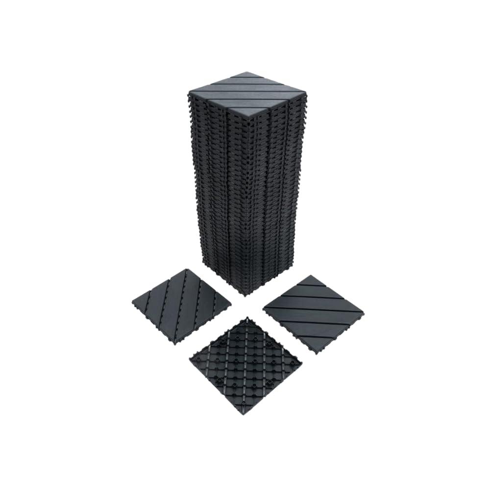 12 in. x 12 in. Gray Square Waterproof Plastic Interlocking Deck Tiles for Poolside Balcony Backyard (Set of 44 Tiles) JTL-LQW2-0115