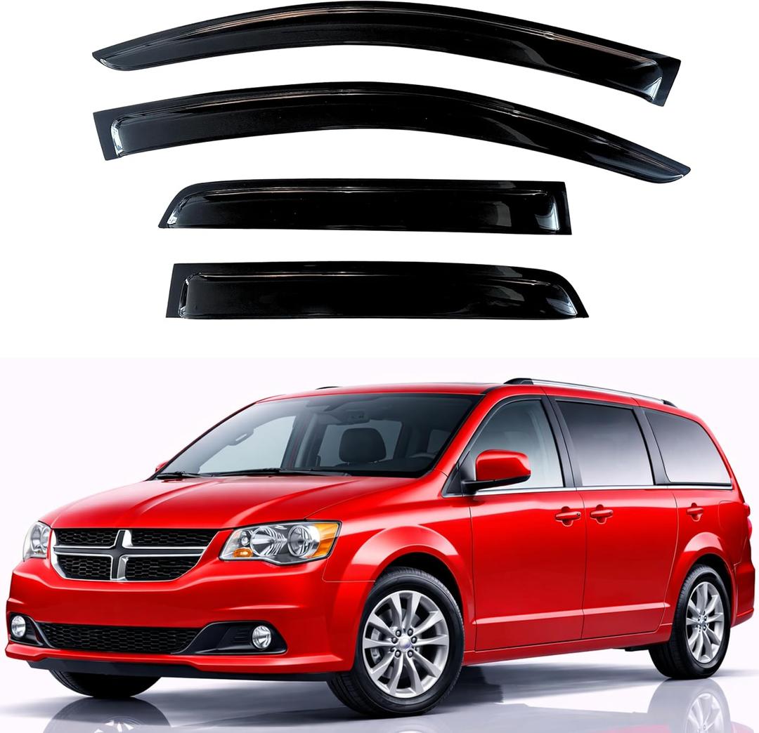 KPY Rain Guards Fit for 2008-2020 Dodge Grand Caravan, Out-Channel Window Visors Vent Wind Deflectors 4PC, Car Accessories for 2008-2016 Chrysler Town Country, 2009-2012 Volkswagen (VW) Routan