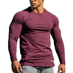Men's Long Sleeve Muscle Shirt High Stretch Breathable Sweat-Wicking Bodybuilding Fitness Top for Gym & Sports (XXL)