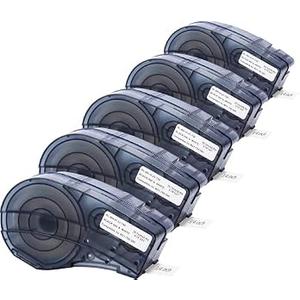 YUANQIMM 5-Pack Compatible with M21-750-595-WT All-Weather Vinyl Label Tape Replacement for M21-750-595 Black on White 3/ 4 Inch Tape for Indoor and Outdoor, High Adhesion, 0.75" x 21', 19.1mm x 6.4m