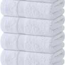 White Hand Towels Set for Bathroom, 6 Pack - Cotton Hand Towel Set for Gym, Kitchen and Spa, 16x27 Inches Soft Highly Absorbent Quick Dry Terry Salon Towels