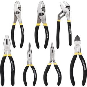Vivicreate 7-Piece Pliers Set Heavy Duty Multipurpose Tools for Home Repair DIY Auto Electrical Work Includes Long Nose Slip Joint Linesman and Diagonal Pliers Cutting Pliers Tools