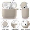 Maxjoy for Apple Airpods 4th Generation Case Cover(2024), Silicone Case with Cherry Blossom Ornament Keychain Compatible with Airpods 4 case for Women,Men-Starlight