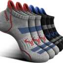 BULLIANT Men Running Socks 6Pairs-Ankle Athletic Socks Wicking Cushioned for Men Walking-Arch Compression Support, 13-15, 6pairs-black/Gray Heather3099
