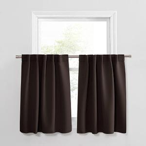 PONY DANCE Short Window Curtains - Back Tab Valances Home Decor Small Panels Light Block for Nursery/Bay Windows Bathroom, 42 Wide x 36 Inches Long, Brown, 2 Pieces PONY DANCE Short Window Curtains - Back Tab Valances Home Decor Small Panels Light Block for Nursery/Bay Windows Bathroom, 42 Wide x 36 Inches Long, Brown, 2 Pieces