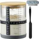 Sourdough Starter Jar,50oz Wide-Mouth with Non-slip silicone rubber Bottom Sourdough Starter Kit,Date Marked Feeding Band, Thermometer, Cloth Cover & Bamboo Lid, Reusable Sourdough Bread Baking