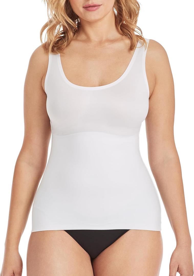 Maidenform Women's Shapewear Cami Tank Top, Tummy Control & Back Smoothing (X-Large, White)