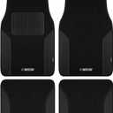 NASCAR Car Floor Mats, Carpet & Black Leather Design Car Mats, Universal-Fit All-Weather Car Floor Mats with Built-in Heel Pad & Anti-Slip Backing, Durable Odorless Automotive Interior Accessories