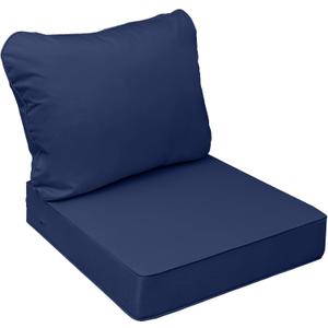 Acessories Outdoor Seat Cushions for Chairs, Fade-Resistant, Waterproof Patio Furniture Replacement Cushions, 24" x 24" x 5" + 24" x 19", Navy Blue