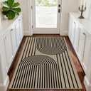 Outdoor Rug Easy Jute Rug 3x5 Entryway Porch Area Rug Indoor Foyer Outdoor Patio Door Mat Washable Non-Slip Low Pile Black Rainbow Throw Carpet for Living Room Kitchen Bedroom Balcony Floor Mats