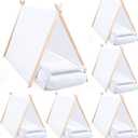 6 Set Kid Teepee Tent, Inflatable Airbed Fitted Sheet and Bed Tray Table with Folding Leg Toddler Play Tent White Washable Foldable Tent for Boy Girl Indoor Outdoor Slumber Sleepover Party
