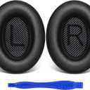 Link Dream Ear Pads for Bose Quiet Comfort 35 II (QC35 ii) Soft Protein Leather Replacement Earpads Extra Thick Ear Cushions for Bose QC 35 25 15 QC2 Ae2/ Ae2i/ Ae2W/ Sound Link/Sound True Black