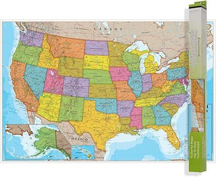 Room Mates Ocean Series USA Wall Map, Laminated Wall Map Poster, Educational Wall Art For Home, Classroom, or Office, Unique Gifts, 24” W x 17.5” H