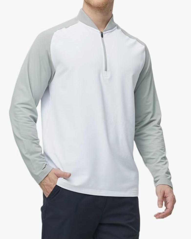 M MAELREG Quarter Zip Pullover Men Moisture Wicking Micro Fleece Performance Raglan Collarless Golf Sweatshirts for Men, L