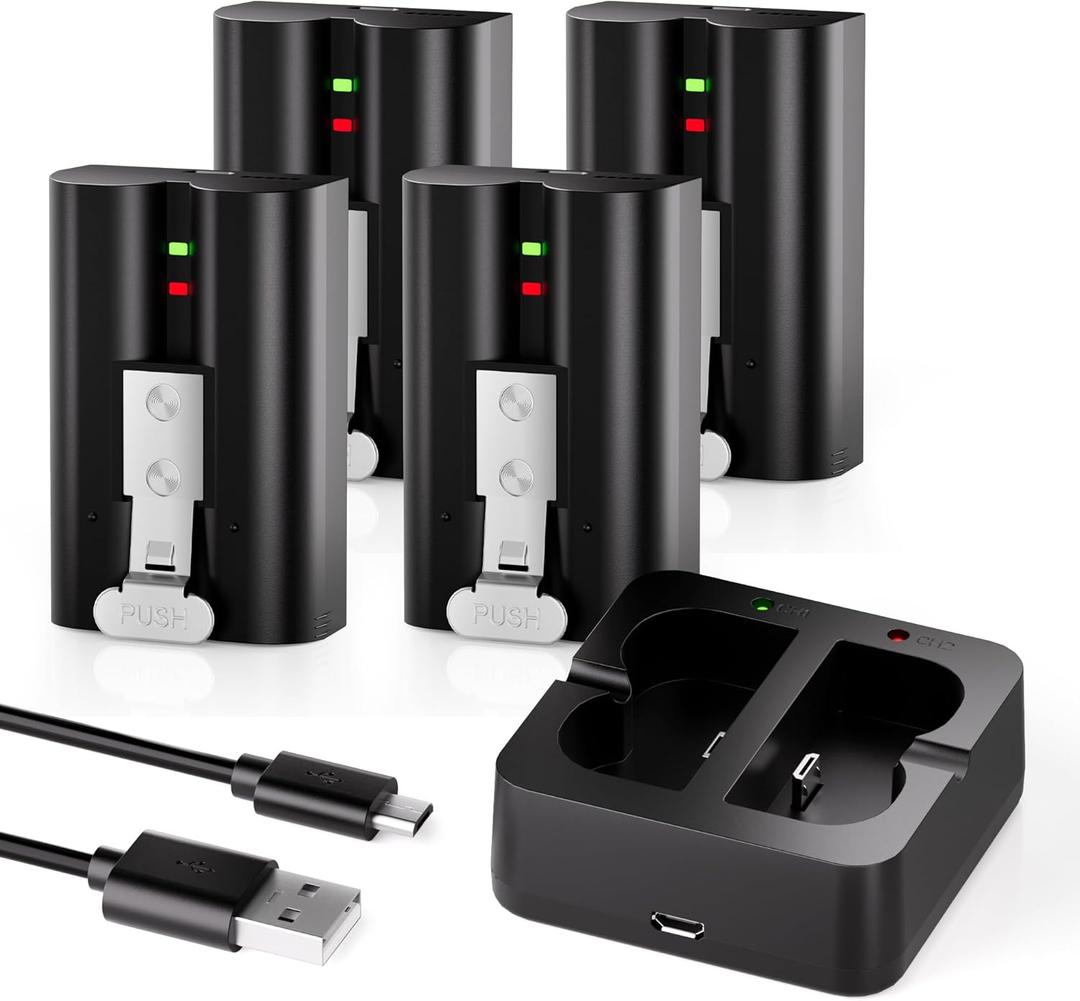 4-Pack Replacement Battery for Ring Doorbell - 6040mAh Rechargeable Camera Batteries with Charger Station for Ring Video Doorbell 2/3/3 Plus/4, Spotlight Cam, Stick Up Cam and Peephole Cam Indoor