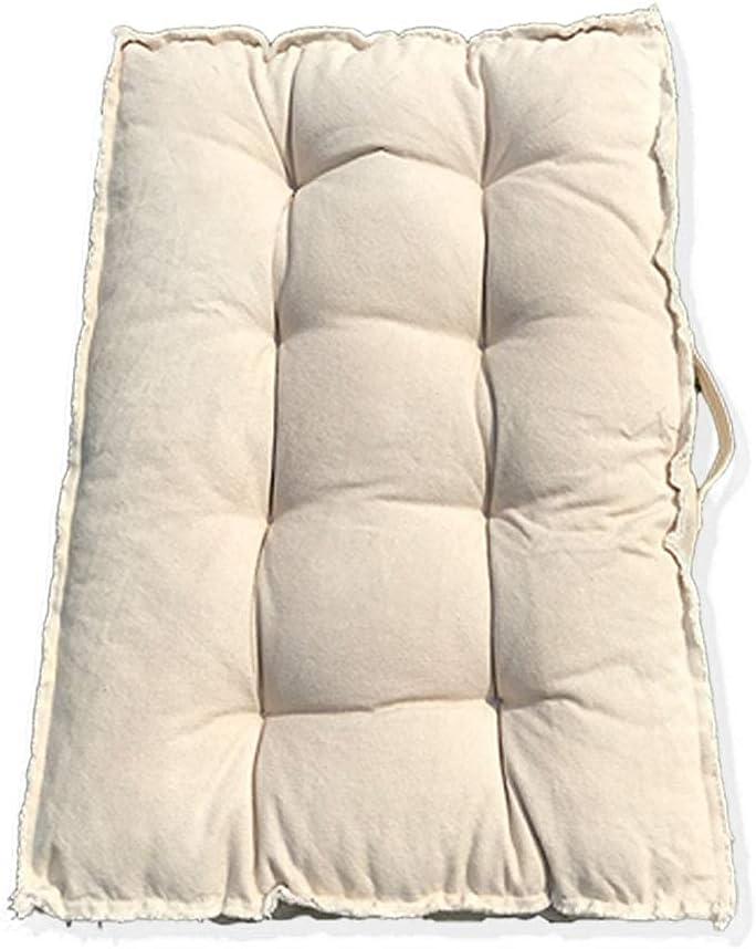 U-A Floor Cushions Sitting Pillow, Thick Meditation Pillow for Sitting on FloorSolid Square Floor Pillow for Kids Reading Nook,Yoga Living Room Sofa Balcony Outdoor,31x22 Inch (Beige)