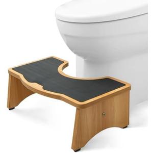 StrongTek Extra Large Squatting Poop Stool for Adults, Wooden Toilet Stool, Anti-Slip Bathroom Step Stool for Kids and Elders, 8 Inch Tall Potty Stool, Sturdy, 400 Lbs Capability, Easy to Install