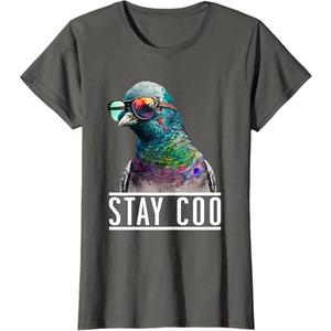 Stay Coo - Pigeon Lover, Animal Lover, Birds Owner T-Shirt (Small, Asphalt Grey)