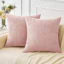 MIULEE Pack of 2 Couch Valentines Throw Pillow Covers 20x20 Inch Soft Spring Pink Chenille Pillow Covers for Sofa Living Room Solid Dyed Pillow Cases (20" x 20" (Pack of 2))