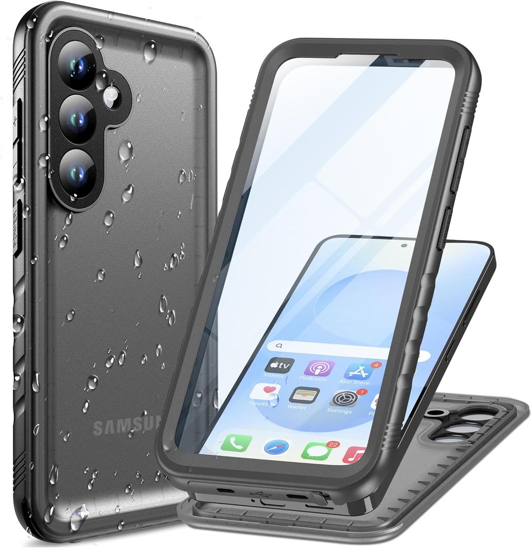 Cozycase for Samsung Galaxy S25 Waterproof Case - 360 Heavy Duty Full Body Protection/Shockproof/Dustproof/Double/Front and Back/IP68/S 25 Protective Case with Screen/Camera Protector Slim Black