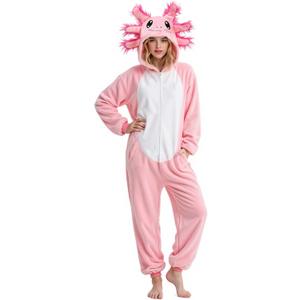 Axolotl Costume Adult Women Animal Onesie Pajamas Halloween Party Dress Up (Medium)