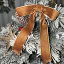 Curvier 25 Pcs Velvet Christmas Bows for Xmas Tree, Door, Gift, Staircase Decor, Vintage Wreath Bow Christmas Tree Ornaments(5x7 Inch,1" Wide) Camel