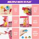 HYES Water Table for Toddlers 3-5, 3-Tier Kids Splash Sand Table Water Toys with Umbrella, Rain Showers Splash Pond for Outdoor Beach Backyard Summer, Activity Sensory Playset for Boys Girls, Red