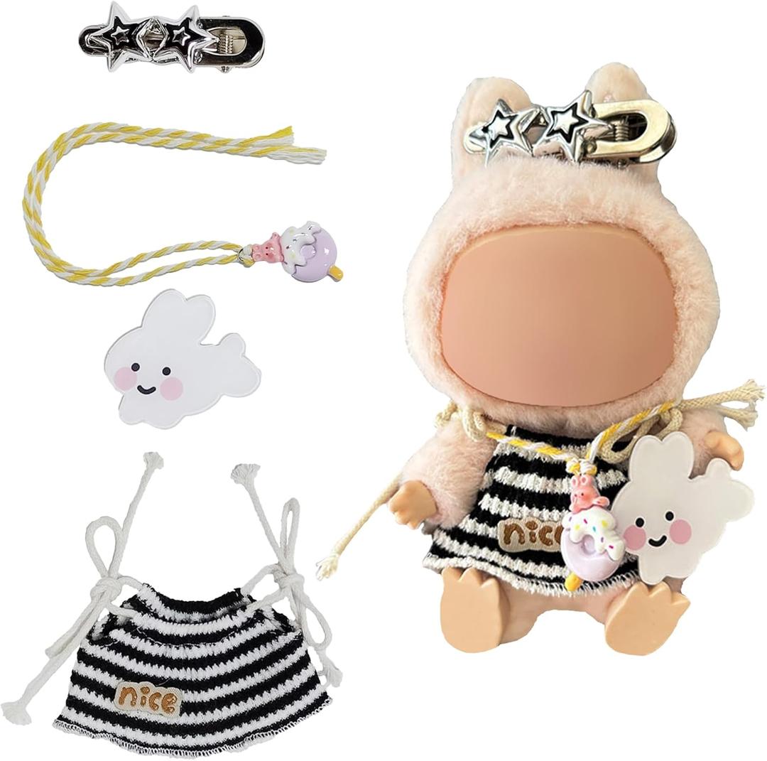 5 x Clothes for LABUBU Outfits(No Doll) 15/17cm La Bubu Doll Clothes Set with Accessaries Stylish Dress-Up Set for La Boo-Boo
