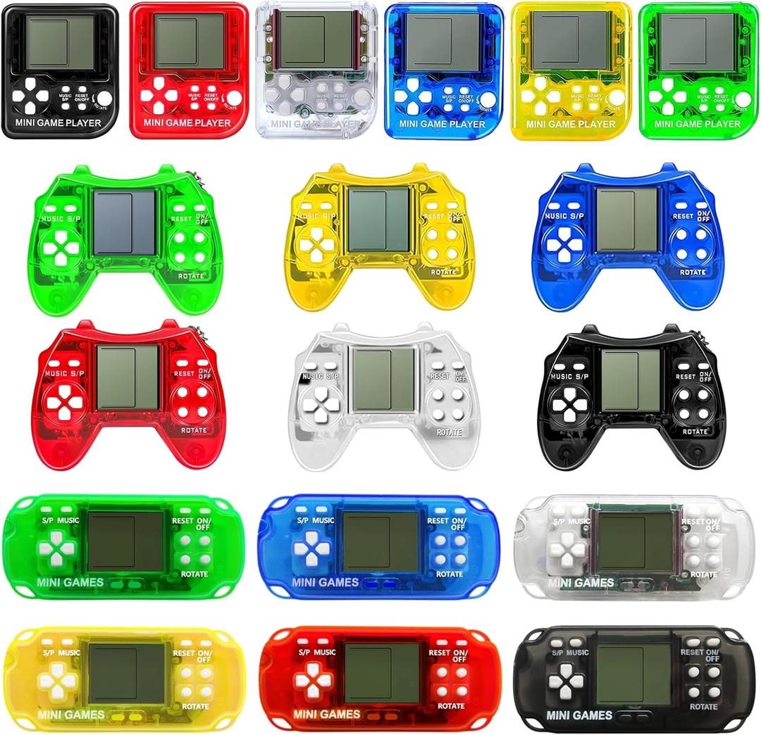 SSRMX 18Pcs Video Game Party Favors for Kids, Arcade Video Game Birthday Supplies Mini Gamer Console Keychain Classroom Prizes for Boys and Girls