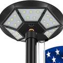 Flag Pole Light Solar Powered, 3000lm Flagpole Light Outdoor IP67 Waterproof Dusk to Dawn for 24 Hours Double Lighting Coverage (Black)
