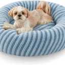 MIXJOY Dog Beds for Small Dogs, Washable Dog Bed with Removable Cover, Small Cat Bed for Indoor Cats, Calming Soft Dount Pet Beds with Anti Slip Bottom, Cute Puppy Beds, 23"x23"x8", Blue