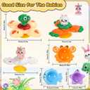 3D Animal Suction Spinners Mold Free Baby Bath Toys for Kids Ages 1-3 with 3 Stacking Cup for Travel Car Window High Chair Airplane Baby Sensory Toys Boys & Girls Christmas Birthdays Gift (6 Pcs)