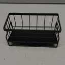 SunnyPoint NeverRust Kitchen & Bathroom Sink Caddy for Sponges, Scrubbers, Soap, 6" x 2.5" x 2.65", with Adhesive Mount - Additional Suction Cup Included –Aluminum (Black)