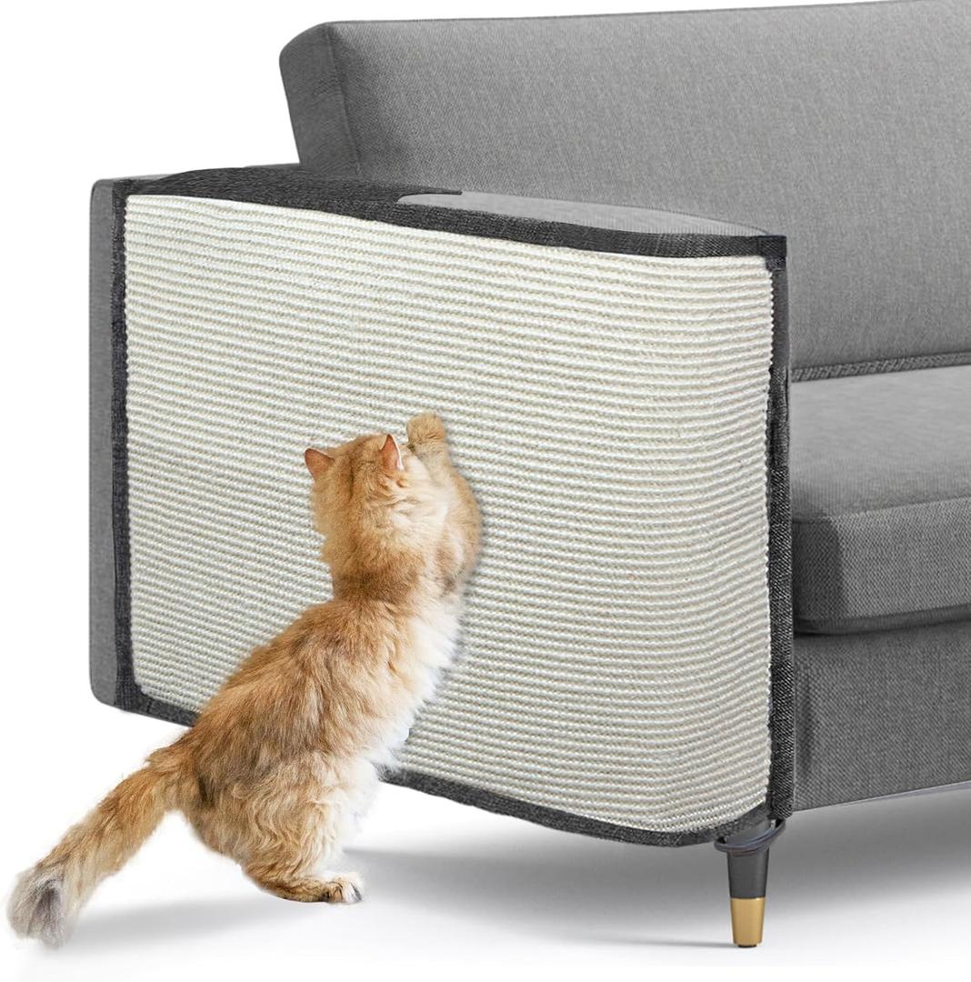 Large Size Cat Scratch Sofa Protector,27.5inch*19.6inch Sisal Couch Protector from Cats/Dogs Scratching for Big Arm Sofa use (Right Hand-Large Size) (Dark Grey-XL Size)
