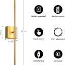 KARTOOSH Battery Operated Wall Sconces with Remote Control, Dimmable Wall Sconces Set of Two, 350°Rotate, 3000K LED Gold Wireless Wall Light for Living Room, Hallway, Bedroom, 32.2 Inch (2 Pack)