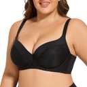 sheroine Women's Underwire Lightly Padded Full Coverage Push Up Lift Bra (Black)