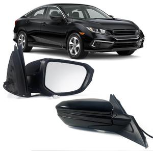 Right Passenger Side Door Mirror For 2016-2021 HONDA CIVIC LX SE Sport with Power Mirror Ajust Manual Fold Non-Heat Match to Black Replace 76208TBAC03ZA; HO1321283(3 Pins) R-3Pins, Black