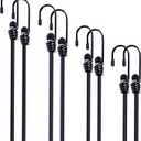 Bungee Cords with Hooks 8 Pack Bungee Cord Includes 12 inches, 18 inches, 24 inches, 36 inches for Bundling Items, Fixing Tarps, Tents, and Carrying Luggage Black