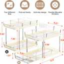 Delamu 2-Tier Multi-Purpose Bathroom Under Sink Organizers and Storage, Stackable Kitchen Pantry Organization, Pull Out Medicine Cabinet Organizer with Movable Dividers, Beige, 2 Pack