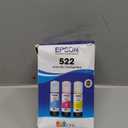 EPSON 522 EcoTank Ink Ultra-high Capacity Bottle Color Combo Pack (T522520-S) Works with EcoTank ET-2720, ET-2800, ET-2803, ET-2840, ET-4700, ET-4800, ET-4810
