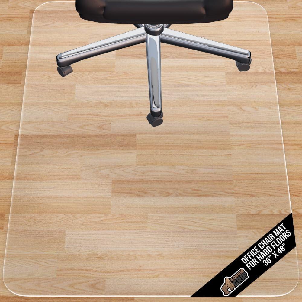 GORILLA GRIP Slip Resistant Office Chair Mat for Hardwood Floors, 36x48 Smooth Glide Under Desk Hard Wood Floor Protector, Stay in Place Plastic Computer Mats for Rolling Office Chairs, Clear