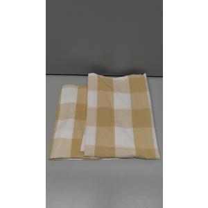 ZJDECOR Farmhouse Kitchen Curtains 36 Inches Long,White Cotton Blended Light Filtering Cafe Curtain with Beige Vertical Stripes,Rustic Small Window Treatment,27" Wx36 L(Pack of 2),Beige/White