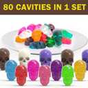 Juome Gummy Skull Silicone Candy Molds, 2 Pack Mini Skull Gummie Chocolate Molds with Dropper for Halloween Gummies, Candies, Jello, Chocolate (80 Cavities)