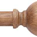 Wood Curtain Rods for Windows 30 to 56 Inch, 1 Inch Boho Decorative Vintage Drapery Rod with Faux Wooden Grain Finials, Adjustable Heavy Duty Rustic Farmhouse Spliced Metal Curtain Pole