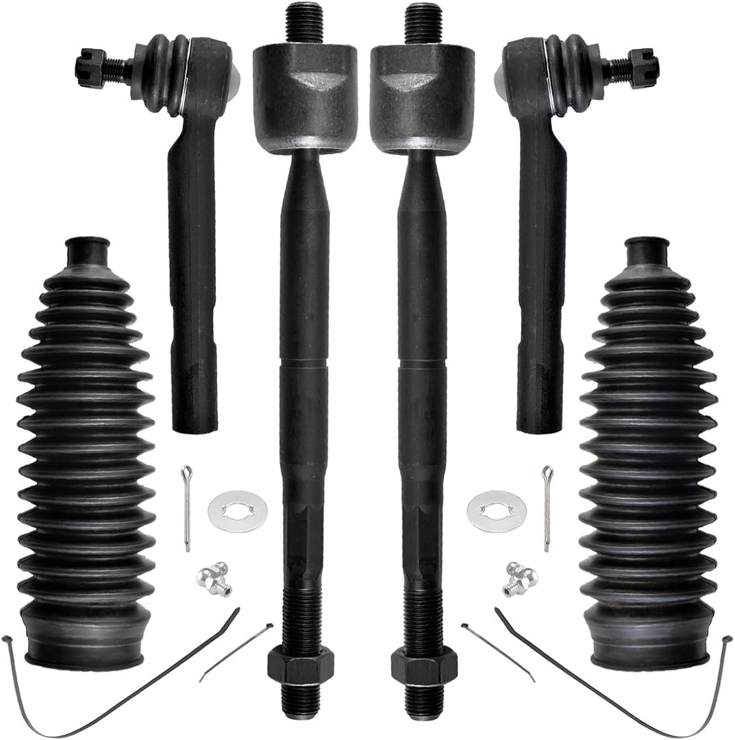 ASTARPRO - Front 6pc Suspension Kit for 04-06 Lexus RX330, 07-09 RX350, 04-07 Toyota Highlander, 4 Tie Rods 2 Boots + Bellows 2004 2005 2006 2007 2008 2009 Replacement