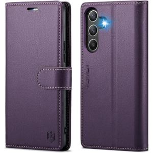 FLIPALM Wallet Case for Samsung Galaxy A16 5G, RFID Blocking Credit Card Holder, PU Leather Folio Flip Kickstand Protective Shockproof Cover for Galaxy A16 (Purple)
