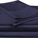 400 Thread Count Full Cotton Sheets Set  100% Cotton Sateen, Soft & Breathable, Deep Pocket Fits Mattress up to 16", Luxury Hotel Quality Bed Sheets, Navy Blue Solid, 4 Piece Set