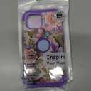 TEECOVER for iPhone 13/14 Case, Heavy-Duty Shockproof Full Protection Hard Plastic Bumper + Soft Silicone Rubber Protective Case for iPhone 13/14-6.1-Inch, Purple Butterfly