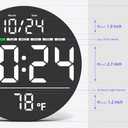 Digital Wall Clock with Large LED Display, Date, Temperature, Auto-Brightness | Small [PLUG-IN] Clock | Modern Electric Wall Clock for Bedroom, Classroom, Living Room, Home, Office, Farmhouse White